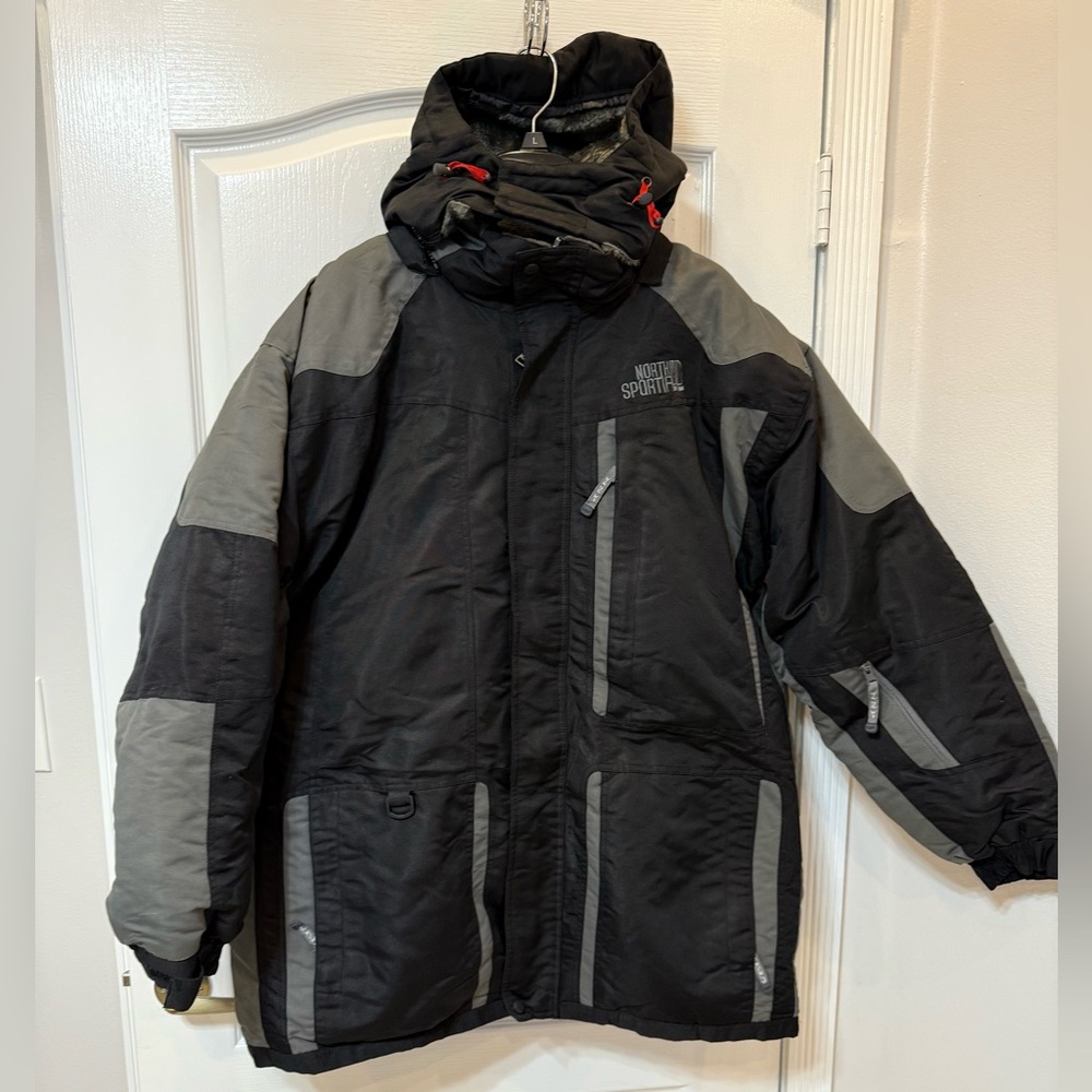 Vintage NSP North Sportif Black with Hoodie  and Gray Men's Jacket Size: M run L